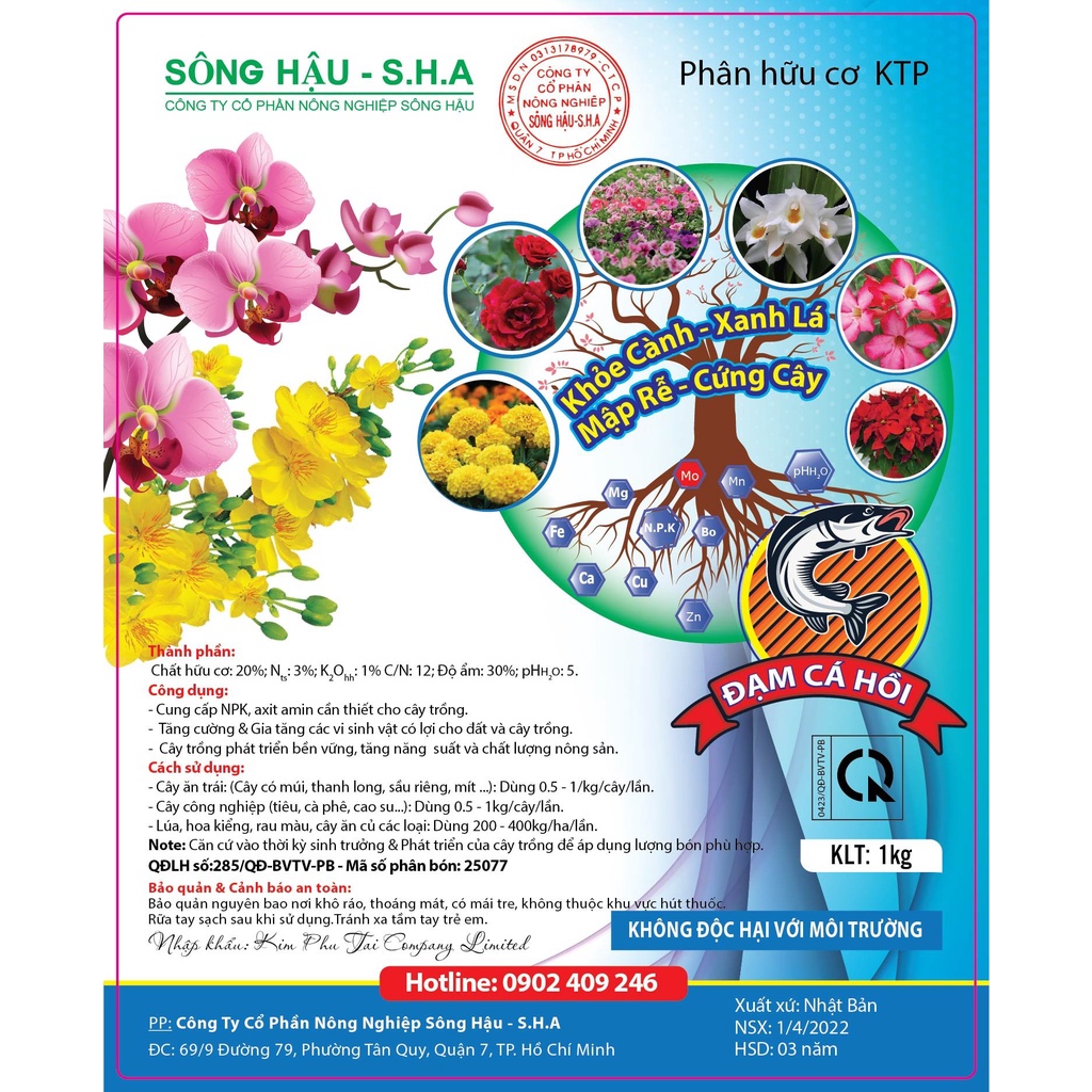 Phân bón hữu cơ vi sinh đạm cá organic nhập khẩu Nhật Bản