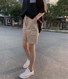 [Hình Thật] Quần Short Kaki Túi Hộp Basic Tea