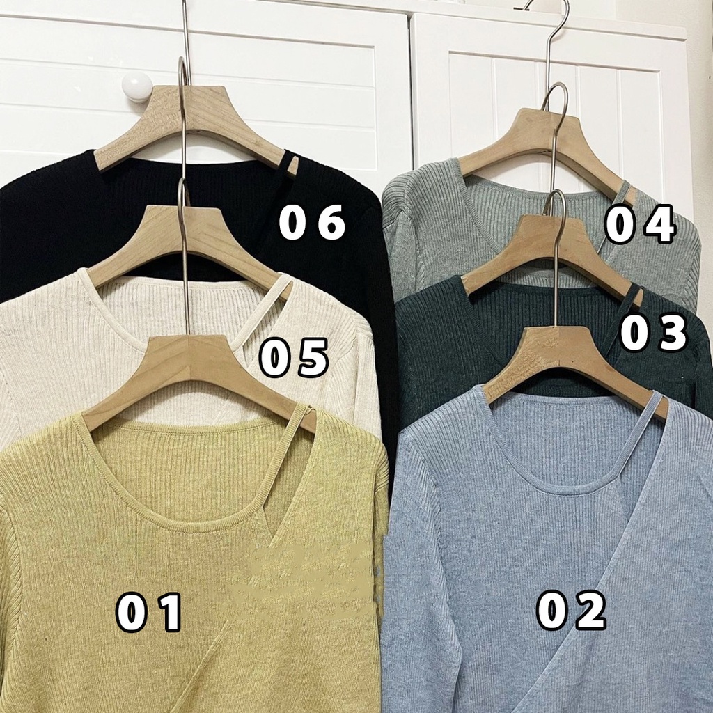 Áo len tăm dài tay cổ kiểu cách điệu Ulzzang (hàng QC) - Ảnh thật cạn chất 1000%