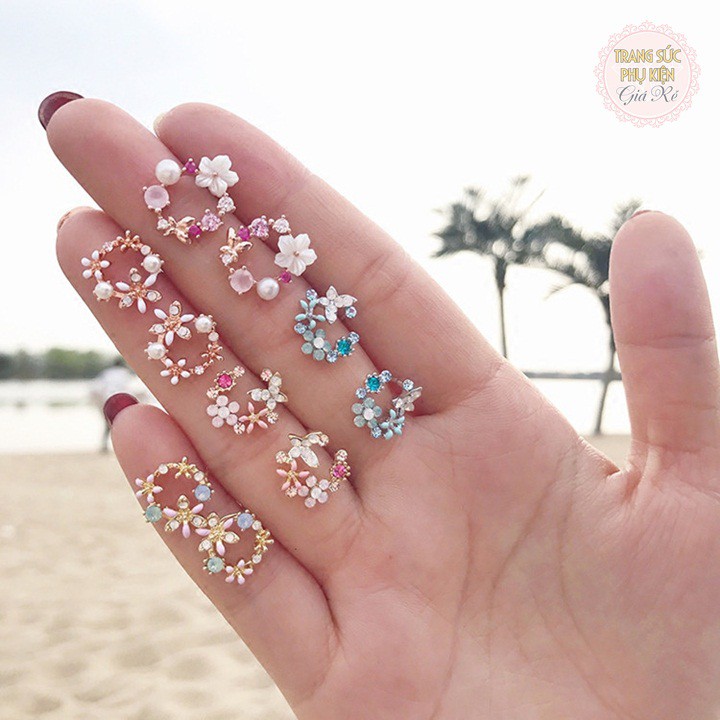 Bộ sưu tập hoa tai hình hoa hot trend thời trang Hàn nhỏ xinh HT185, giá rẻ