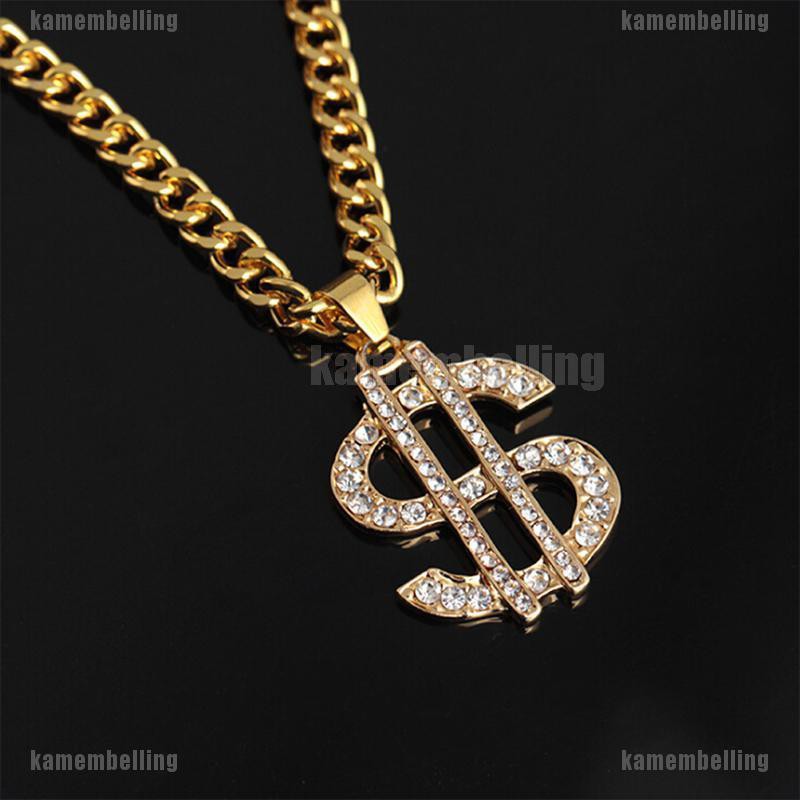 [KAM] Vòng cổ Mạ Vàng Mặt Đồng Đô La Đính Pha Lê Pimp Hip Hop