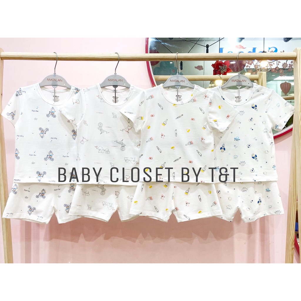 [Chính Hãng] Bộ cộc tay cài vai quần đùi cotton họa tiết trẻ em Zose Kids