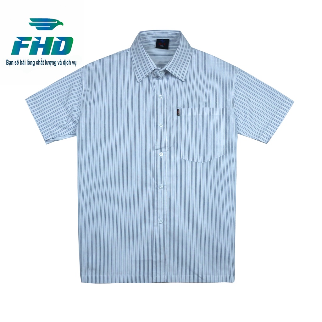 Áo sơ mi nam trung niên tay ngắn chất vải kate mềm mịn, đường may kỹ lưỡng, form rộng từ 45-80Kg FHDA014