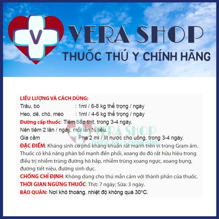 BIO COLISTIN INJ 100ML - Hô hấp, tiêu hóa, tiết niệu,  sưng mắt, phù thủng cho trâu, bò, dê