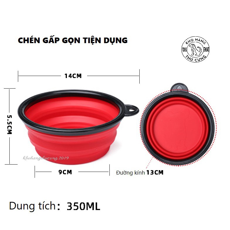 BÁT GẤP GỌN TIỆN LỢI DÀNH CHO THÚ CƯNG 350ML- TẶNG KÈM MÓC TREO