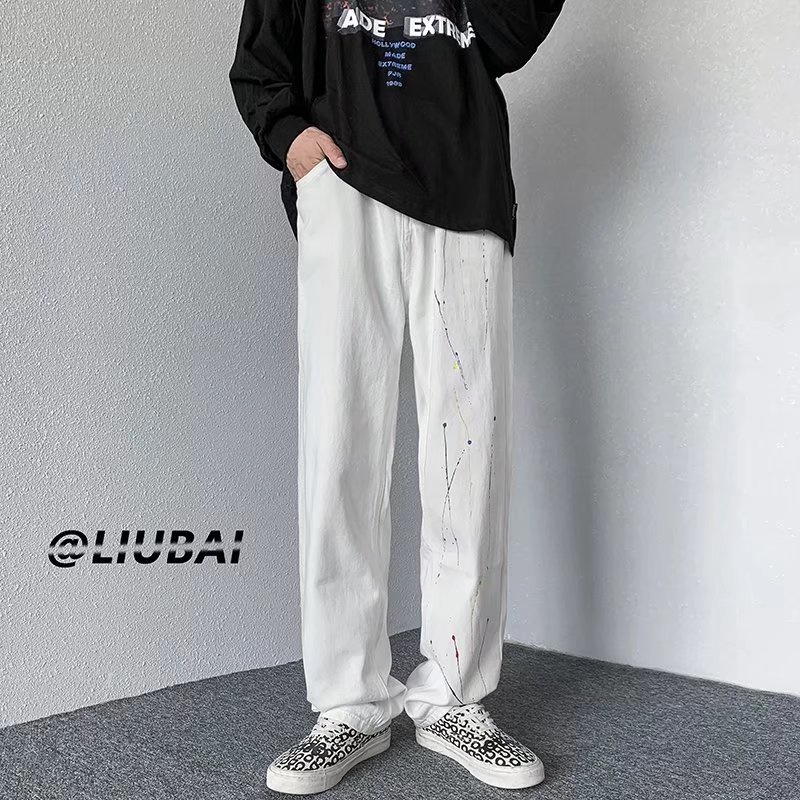 Quần Jeans Dài Dáng Rộng Phong Cách retro Hàn Quốc Cho Nam Giới
