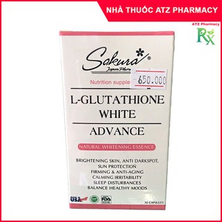 Viên Dưỡng Da Sakura L Glutathione White Advance – Giúp Chống Nắng, Sáng Da, Mờ Thâm Nám- Atz-Pharmacy