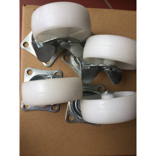 Bánh xe đẩy hàng, bộ bánh xe nhựa trắng 4 bánh,bánh xe đẩy hàng 7,5 phân