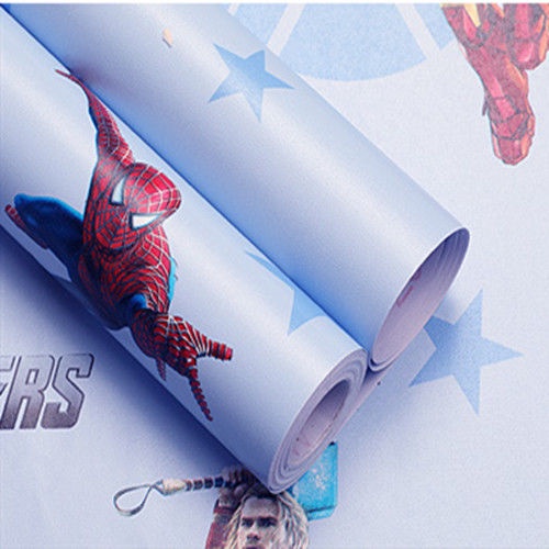 （10M * 0.45m）Giấy Dán Tường Tự Dính Họa Tiết Hoạt Hình Người Nhện  Trang Trí Phòng Ngủ Cho Bé