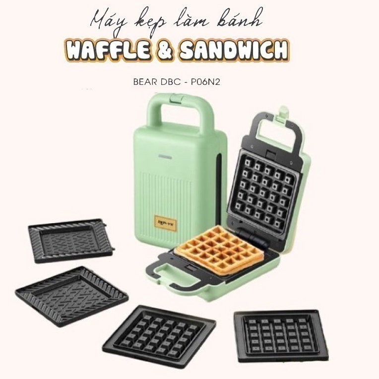 Máy Nướng Bánh Mỳ Sandwich - Waffle _Làm Bữa Ăn Sáng Cho Gia Đình_Bear P06N2