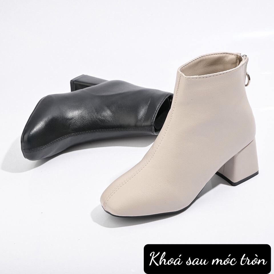Boot da gân trước gót vuông - khoá sau da lì ( fullbox) | BigBuy360 - bigbuy360.vn