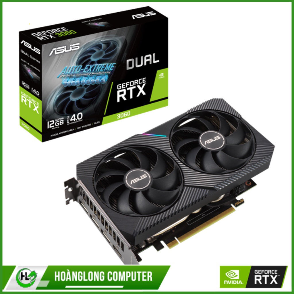 Card màn hình VGA Asus Dual RTX 3060 12GB GDDR6 V2 Hàng Chính Hãng Bảo Hành 36 Tháng Hoàng Long Computer
