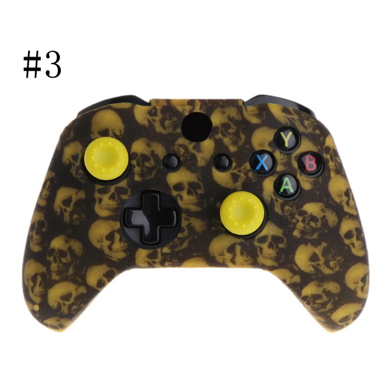 Ốp Silicon Họa Tiết Đầu Lâu + 2 Nắp Đậy Nút Bấm Cho Tay Cầm Chơi Game Xbox One X S