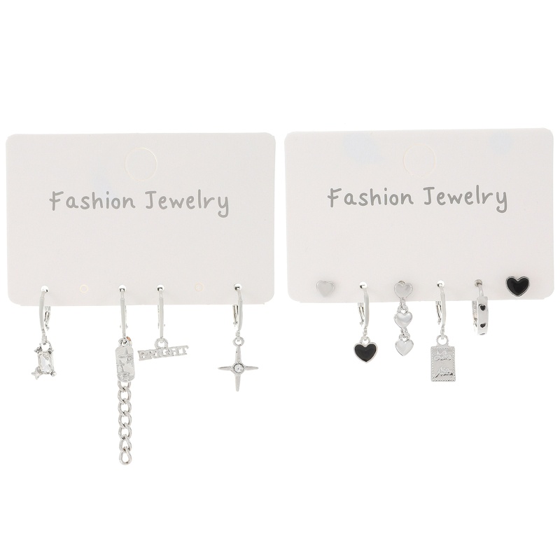 Arin Khuyên Tai Dây Xích Hình Trái Tim Màu Đen Phong Cách Đường Phố Nhật Hàn Cá Tính Dành Cho Bạn Nữ