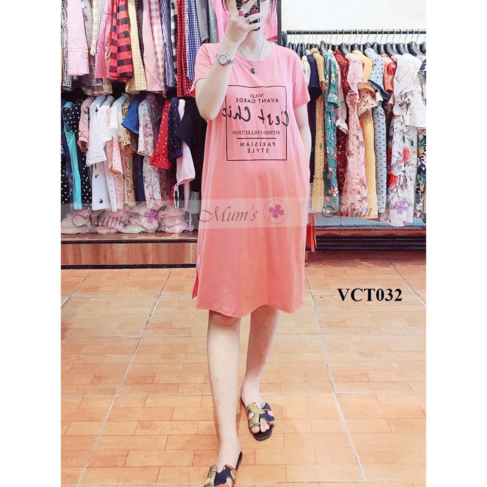 ĐẦM BẦU FREESHIP Vải cotton suông chữ Cert Chic Váy bầu thiết kế