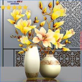 Tranh đính đá Bình Hoa Ngọc Lan Phú Quý LV307 Kích thước:: 45 Cm x 45 Cm