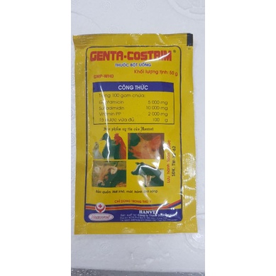 Gói 50g gentacosstrim hỗ trợ vật nuôi đi ngoài