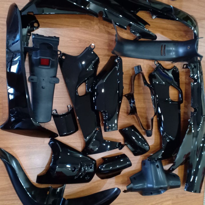 Dàn áo xe Wave Alpha - wave zx - wave 110 đời 2002 đến 2006 dòng pha 2 bóng, nhựa ABS nguyên sinh màu Đen