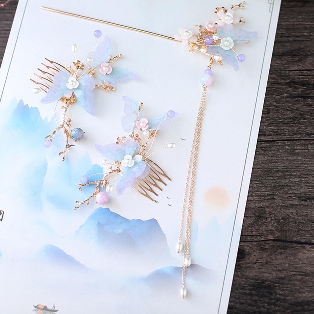 Lược Cài Tóc Phối Tua Rua Kiểu Hán Phục Trung Hoa Xinh Xắn VANES1