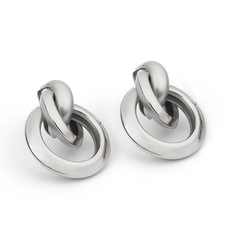 1 Đôi Bông Tai Hình Học Xoắn Nút Bằng Kim Loại Nhỏ Cho Nữ