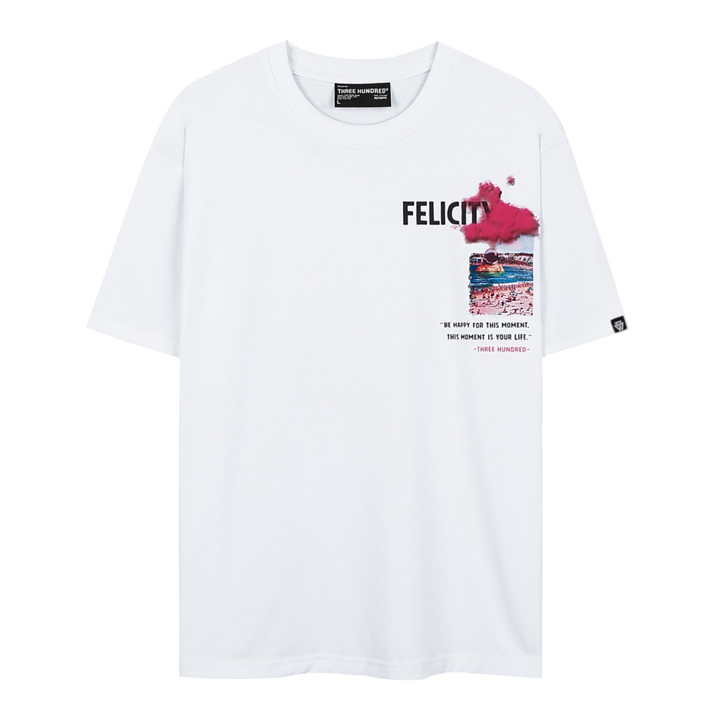 Áo Thun Trắng In Chữ Felicity Họa Tiết Hình và Chữ Nhiều Màu Chất Liệu 100% Cotton Form Rộng Thoải Mái Unisex Nam Nữ