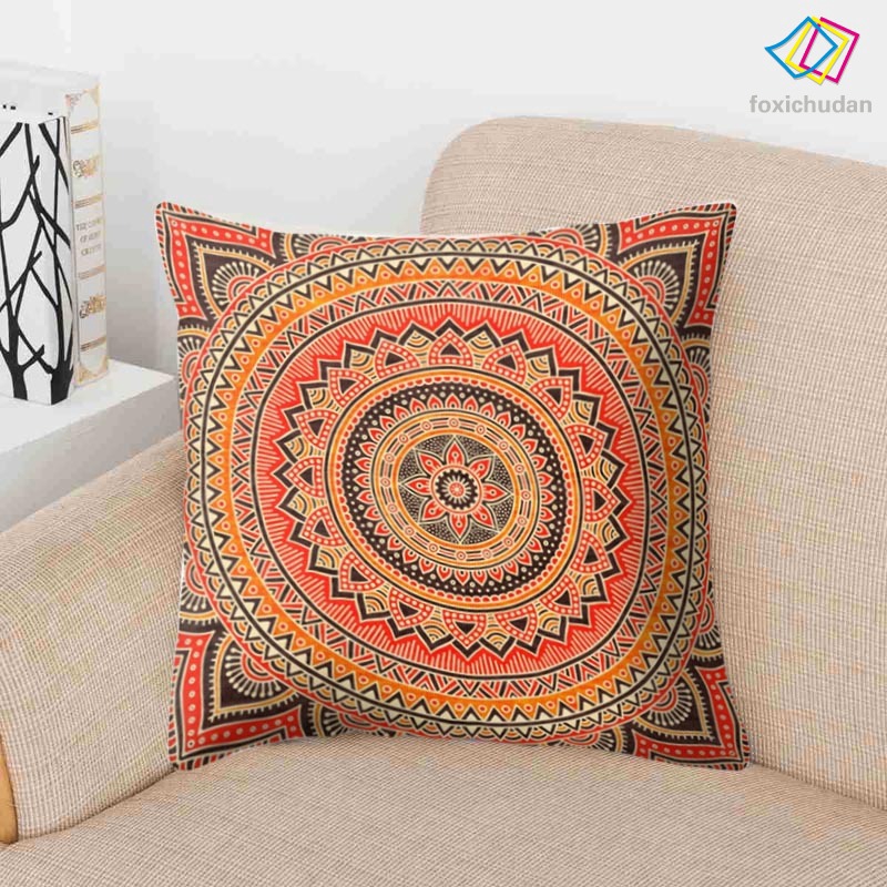 Vỏ Gối Vuông 45x45cm Họa Tiết Hoa Mandala Thời Trang Phong Cách