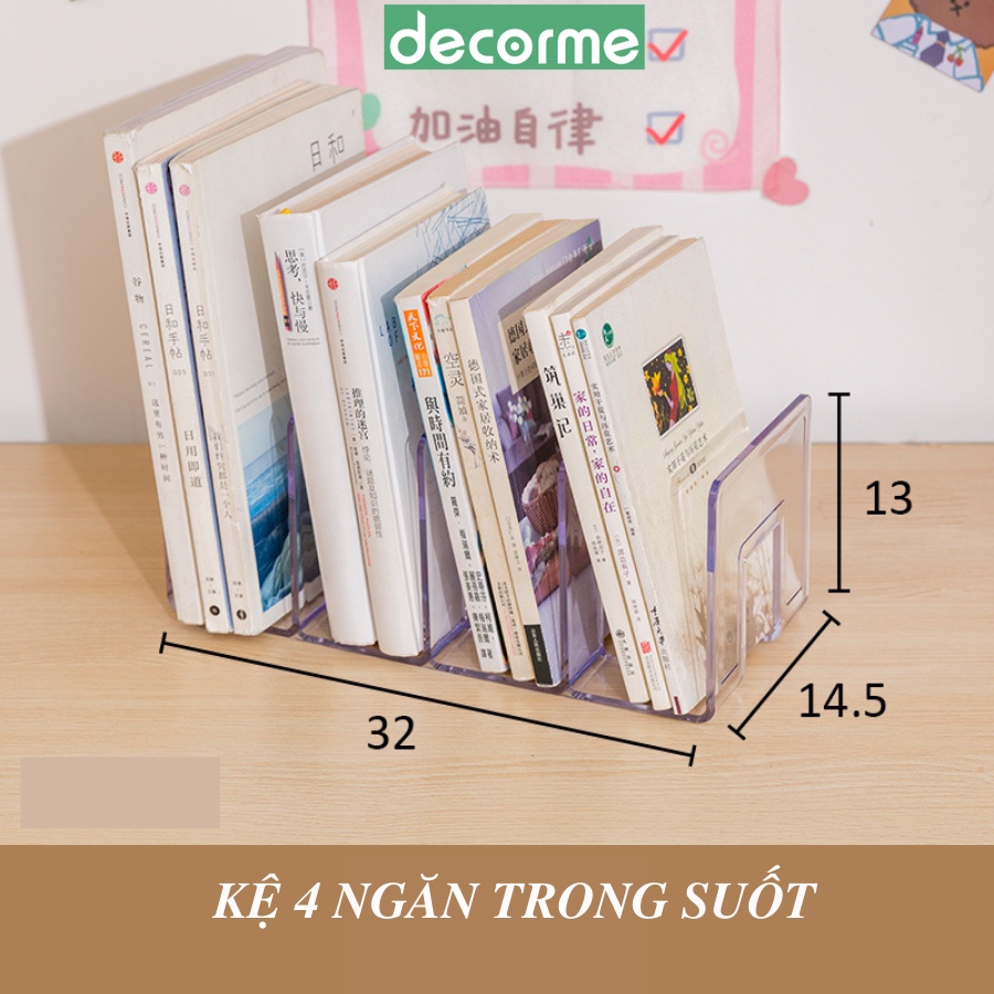 Kệ sách trong suốt bằng Mica Phong cách Hàn quốc DecorMe Giá sách để bàn basic decor phòng DMJ