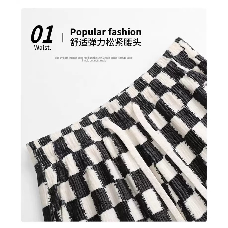 Quần ống rộng họa tiết Retro thời trang xuân hè cho nữ