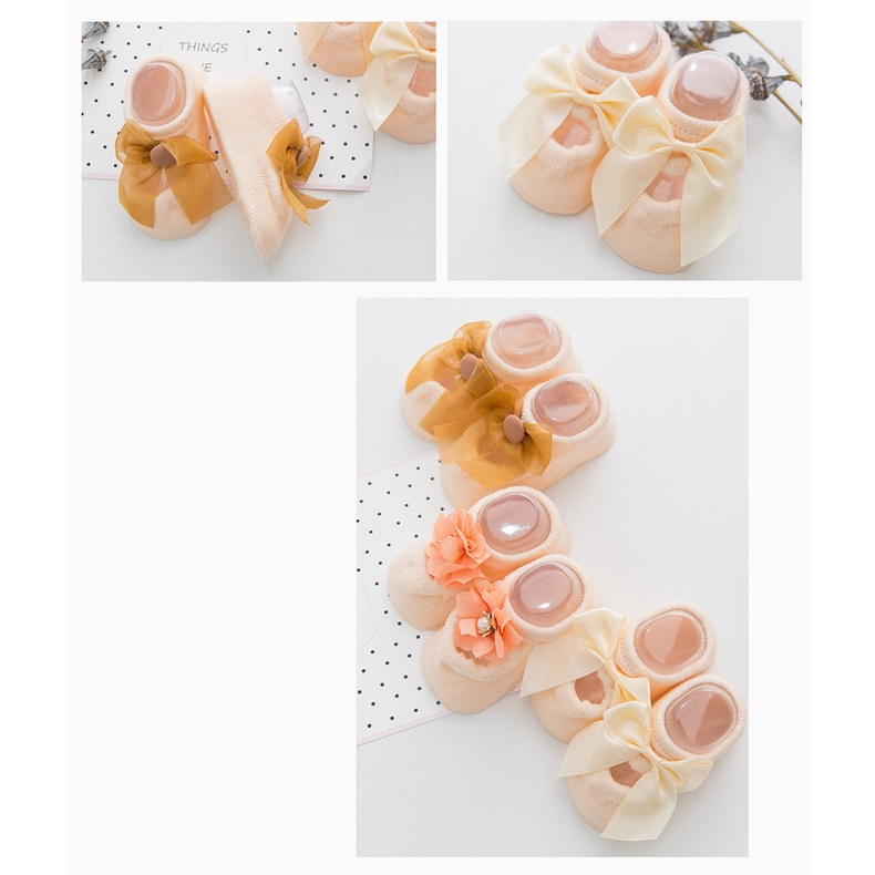 Set 3 Đôi Vớ Cotton Chống Trượt Xinh Xắn Dành Cho Các Bé