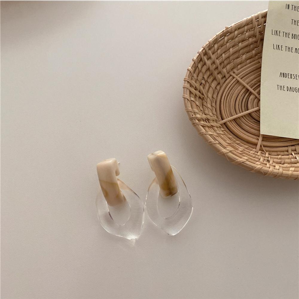Khuyên Tai Hình Tròn Bằng Nhựa Acrylic Trong Suốt Phong Cách Hàn Quốc Cho Nữ