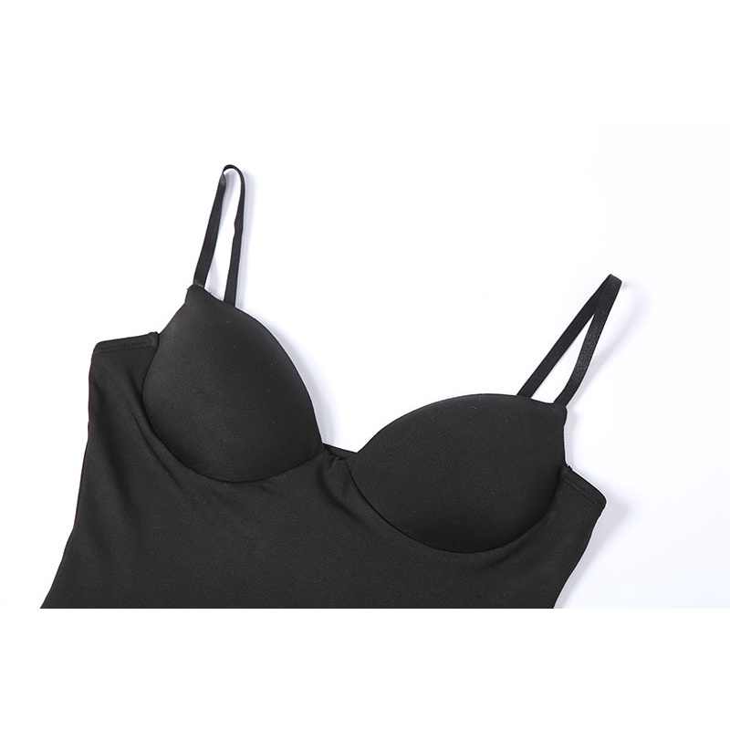 DUNEA Đầm hai dây cổ khoét sâu phối lưới phong cách quyến rũ cho nữ