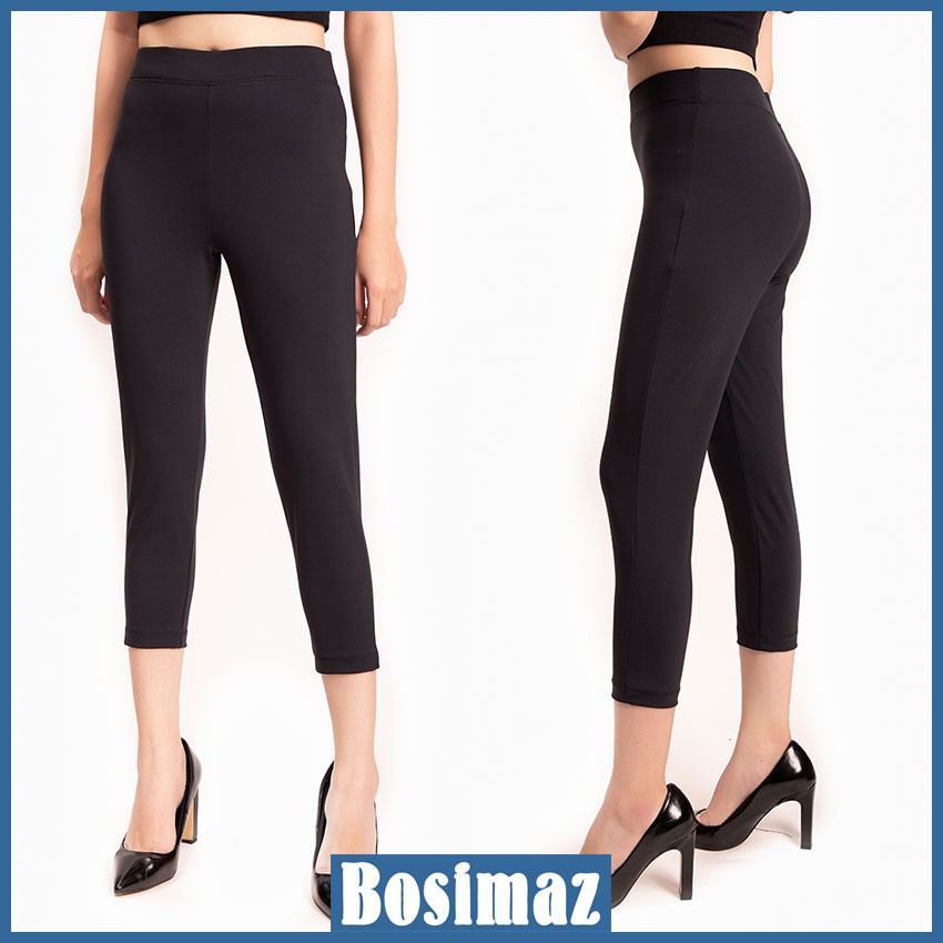 Quần Legging Nữ Bosimaz MS311 lửng không túi màu đen cao cấp, thun co giãn 4 chiều, vải đẹp dày, thoáng mát.