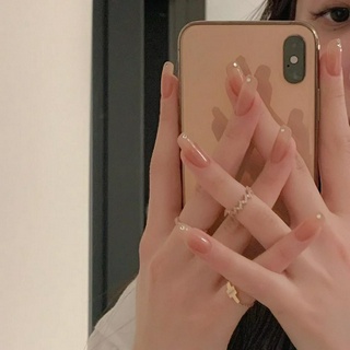 [Hàng mới về] Set 24 móng giả tông nude đầu vuông đính kim cương giả chất liệu thân thiện môi trường Z003