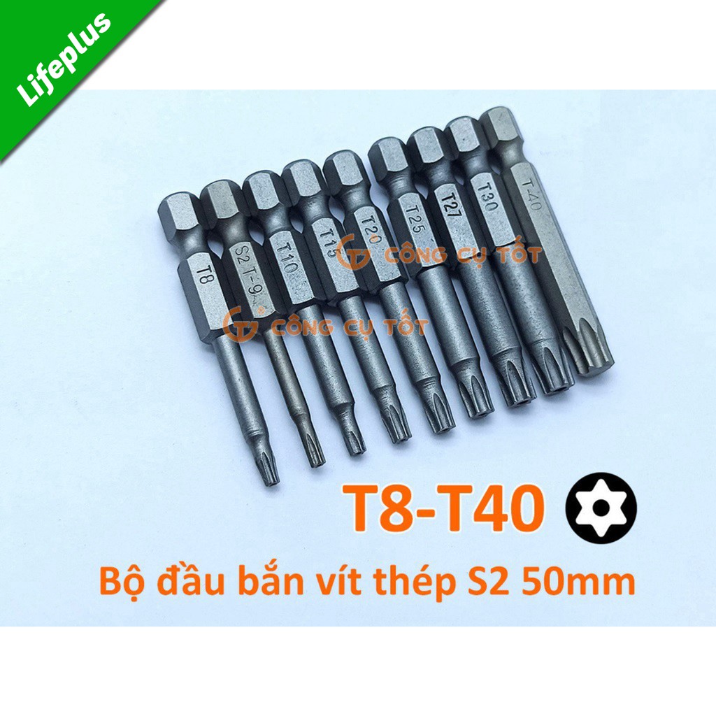 Đầu bắt vít hình sao dài 50 mm chuôi lục thép S2