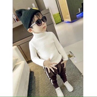 Áo len lông cừu cổ lọ bé trai bé gái