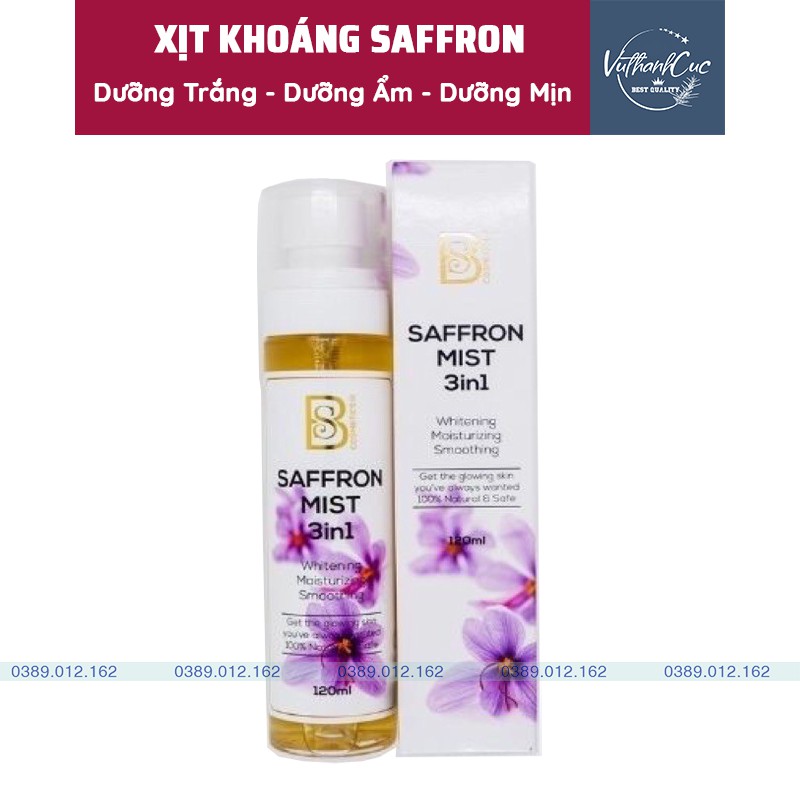 XỊT KHOÁNG SAFFRON- NHỤY HOA NGHỆ TÂY DƯỠNG DA 3 TRONG 1.