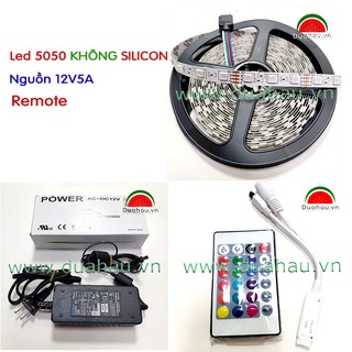 Combo 4 - 5m Led dây 5050-LED 7 màu KHÔNG PHỦ SILICON + Nguồn 12V5A + Remote
