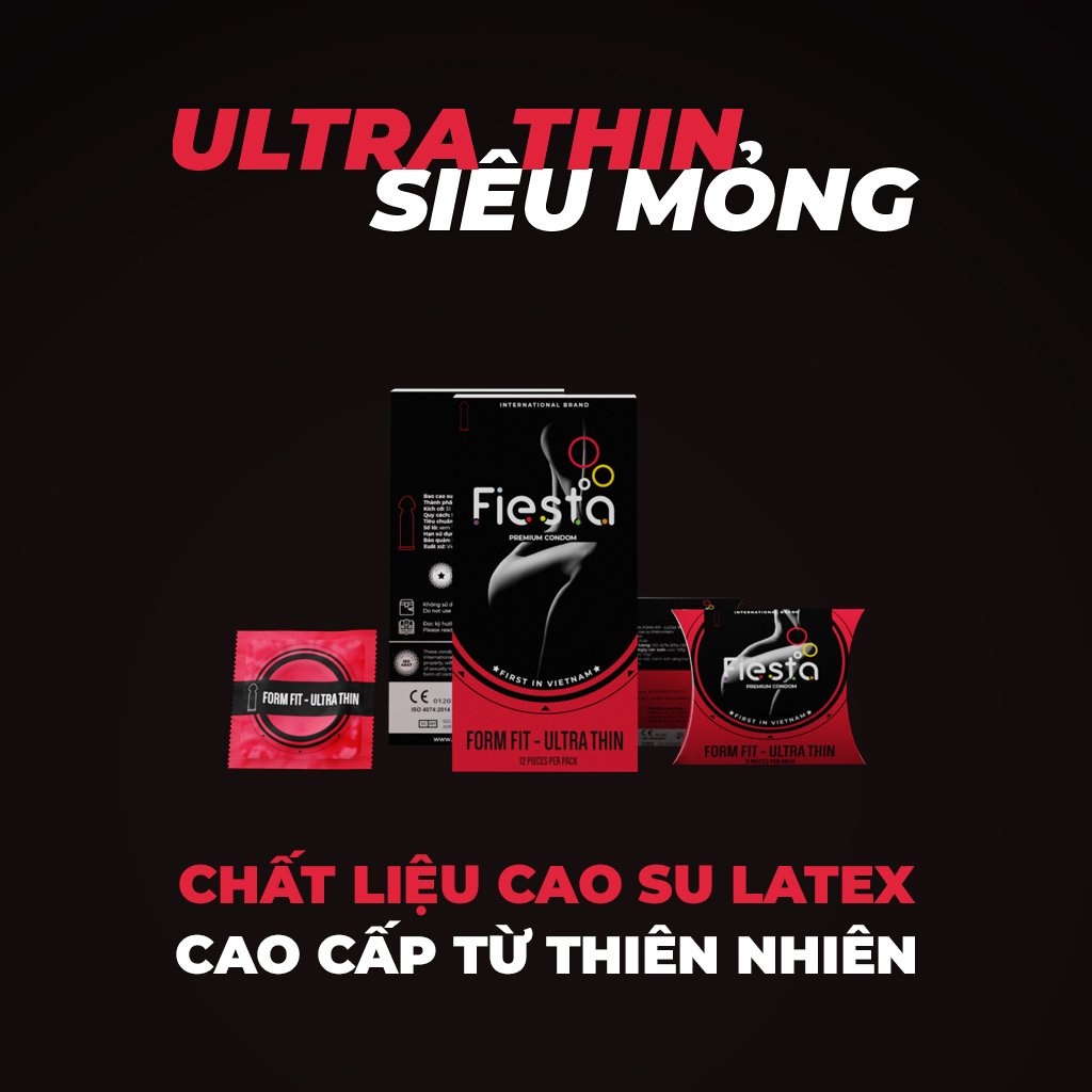 Bao Cao Su Fiesta Form Fit Ultra Thin Ôm Sát Siêu Mỏng Nhiều Gel Bôi Trơn – Hộp 12 Cái- Happy Man