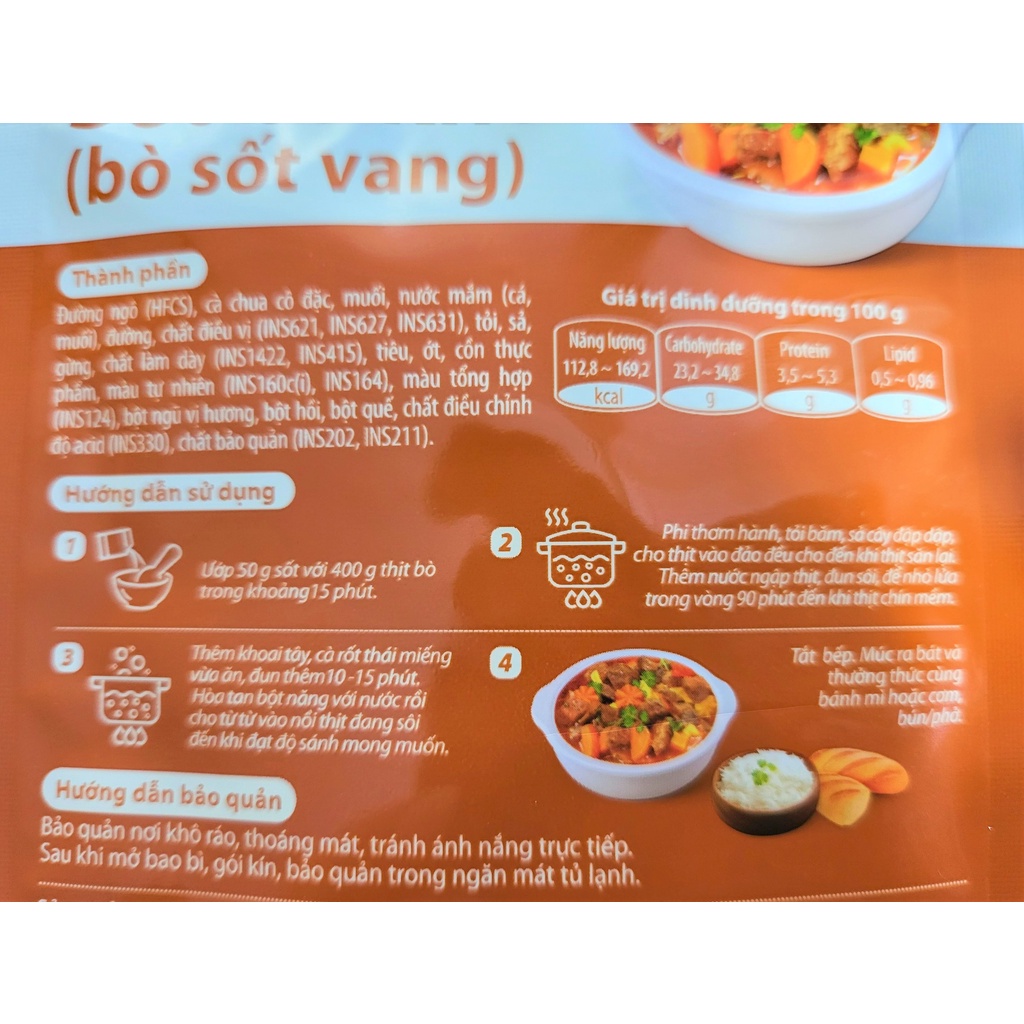 [Gói 50g] XỐT BÒ KHO (Bò xốt vang) O'food [VN] MIWON
