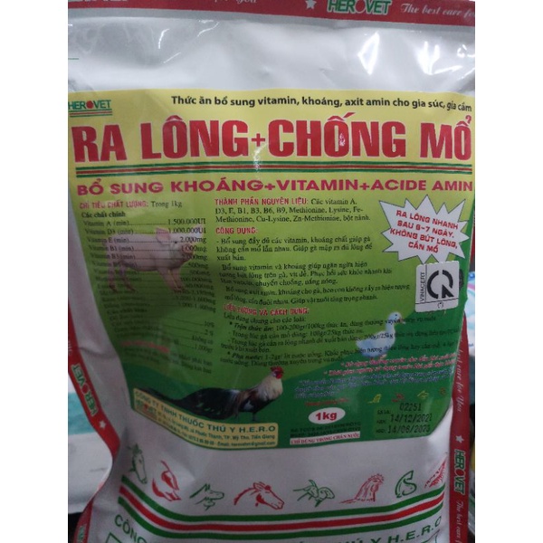 Ra lông chống mổ 1kg trộn cho vật nuôi ăn hsd 14/06/2023
