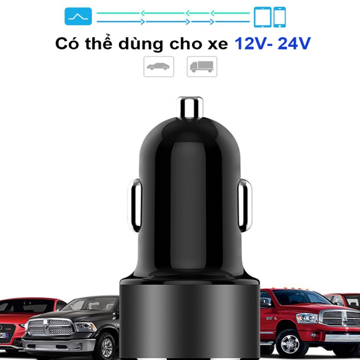 Bộ chia tẩu sạc trên ô tô Hyundai HY-36C, tích hợp 2 cổng USB, 5V, 3.6A, 18W, Hyundai car charger