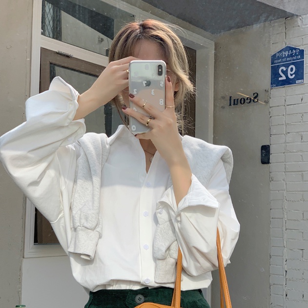 Áo Sơ Mi Nữ Dài Tay Trễ Vai Thời Trang Hàn