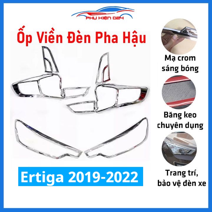 Ốp viền đèn pha hậu mạ crom Ertiga 2019-2020-2021-2022 chống trầy trang trí bảo vệ xe