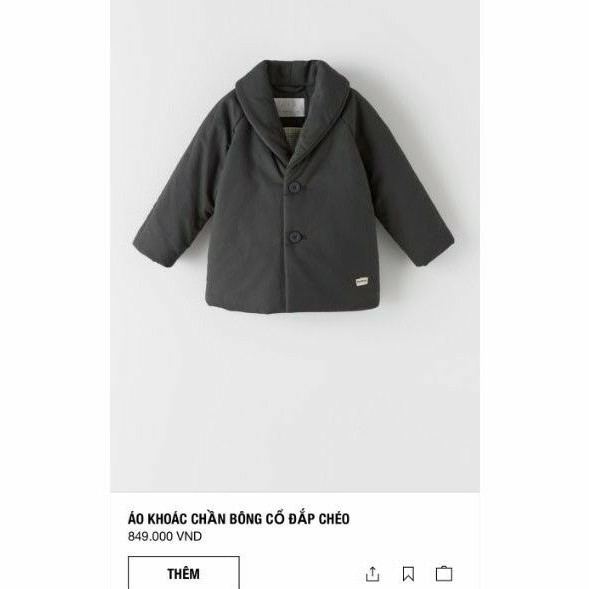 Áo khoác vest Zara chần bông bé trai