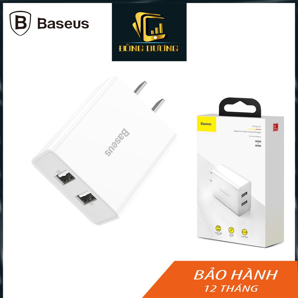 [ Chính hãng, CHỐNG CHÁY NỔ, AN TOÀN ] Củ Sạc Nhanh 2 cổng Baseus Speed Mini Dual U Charger 5V/2A CCFS-M02,Cốc sạc nhanh