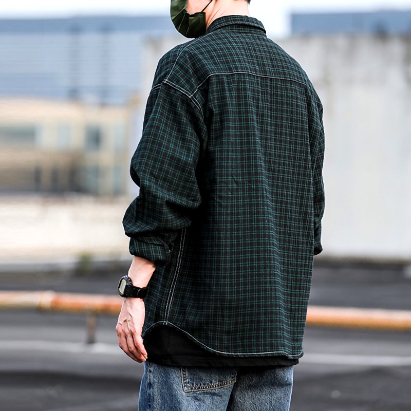 Áo Sơ Mi Retro Kẻ Nhỏ Chỉ Nổi