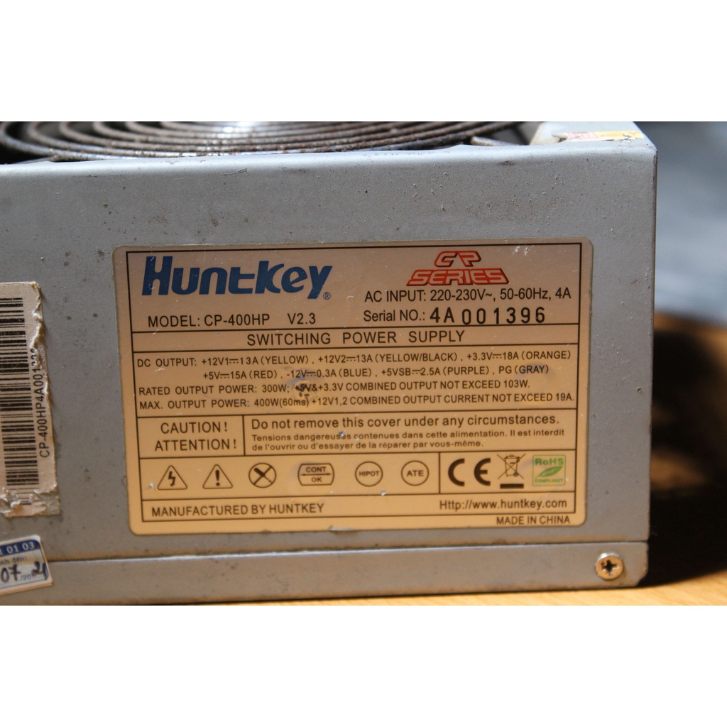 Nguồn máy tính HuntKey 400W công suất thực CP-400HP/CP-400H