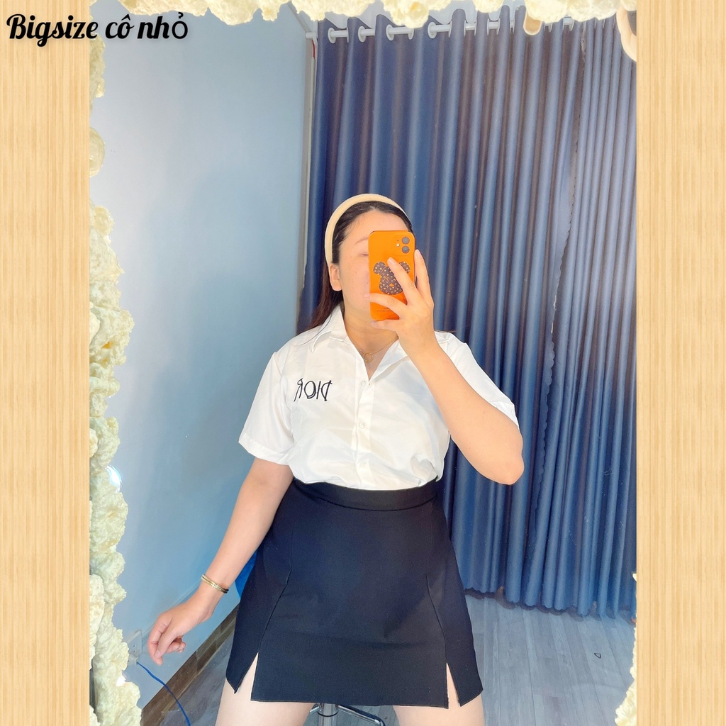 Áo sơ mi bigsize nữ(60kg đến 100kg)áo sơ mi kiểu mập đẹp mập xinh mã Dior kiểu