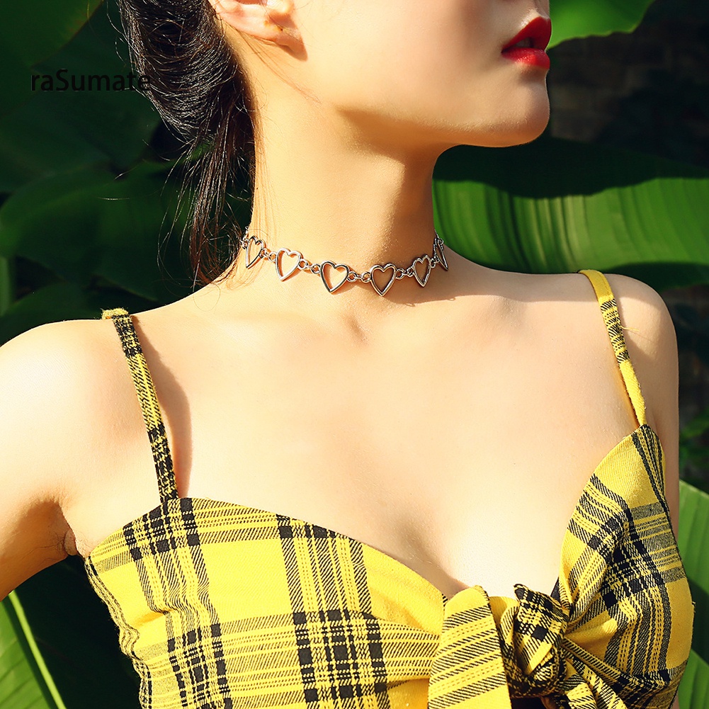 vòng cổ Choker Mặt Trái Tim Rỗng Bằng Hợp Kim Thời Trang Cho Nữ