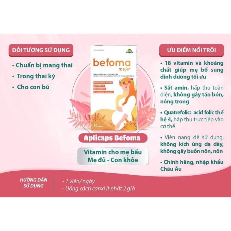 Befoma - Bổ sung Sắt, acid folic và Vitamin khoáng chất cho mẹ bầu